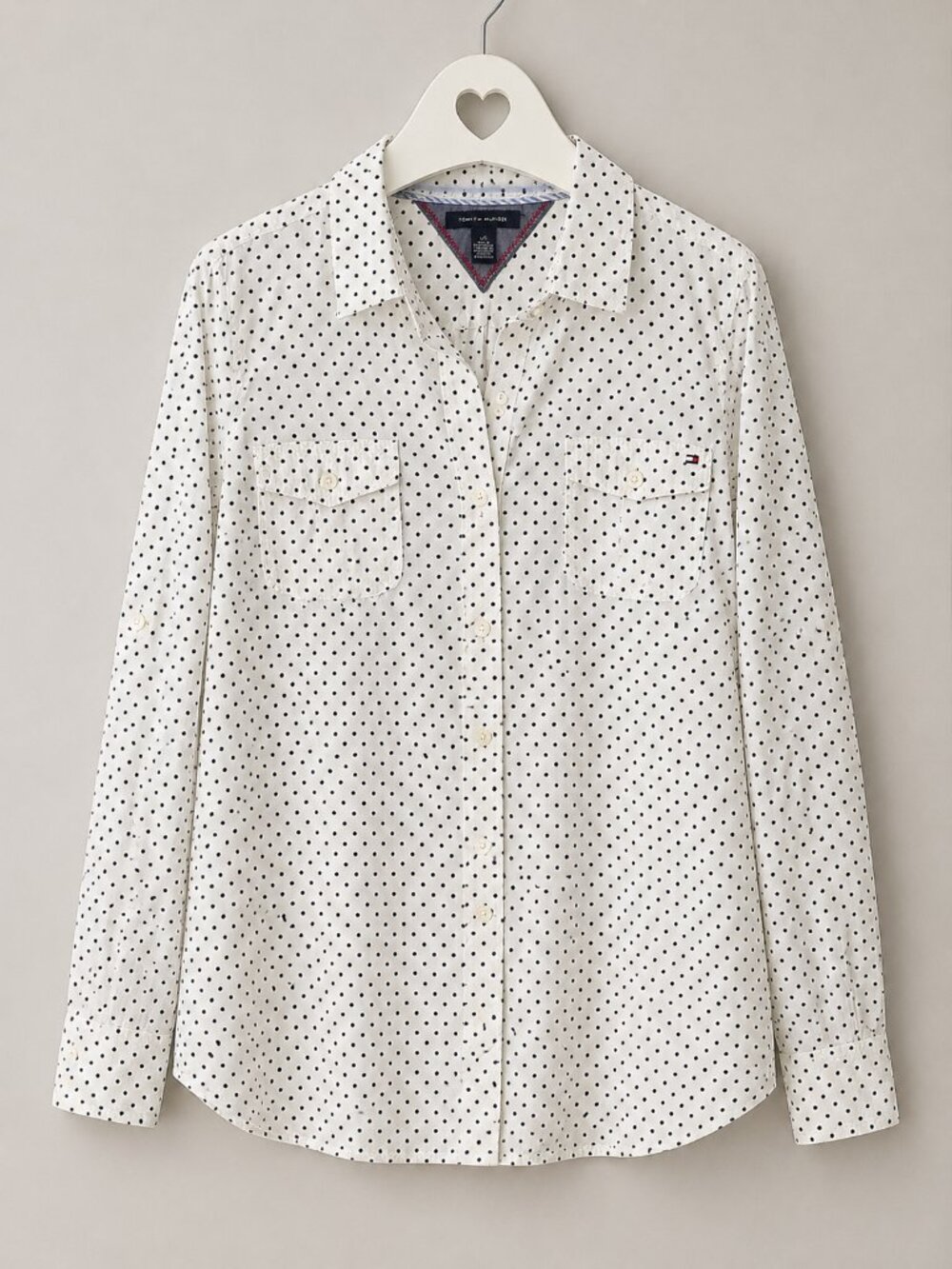 Tommy Hilfiger Polka Dot Cotton Button Shirt Size L